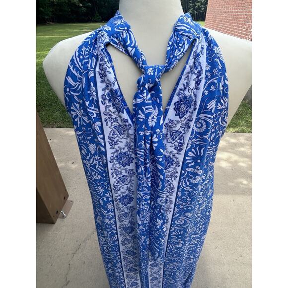 NWT 1. State Women's Blue/White Maxi Halter Dress Size S Measurements in descrip - Picture 3 of 5
